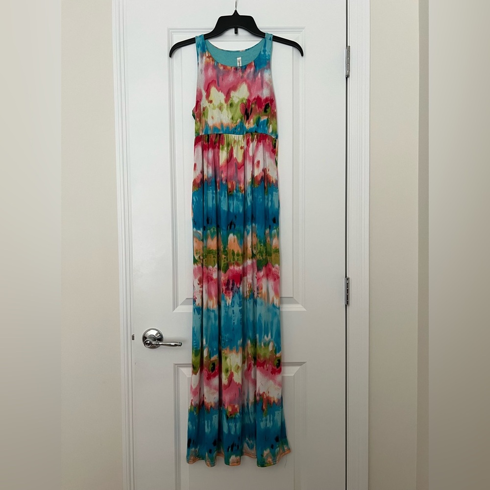 Emerald Multicolor Tie-Dye Dress
